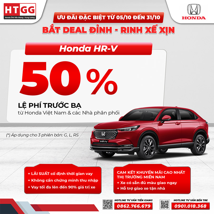 Honda HR-V hỗ trợ 50% lệ phí trước bạ